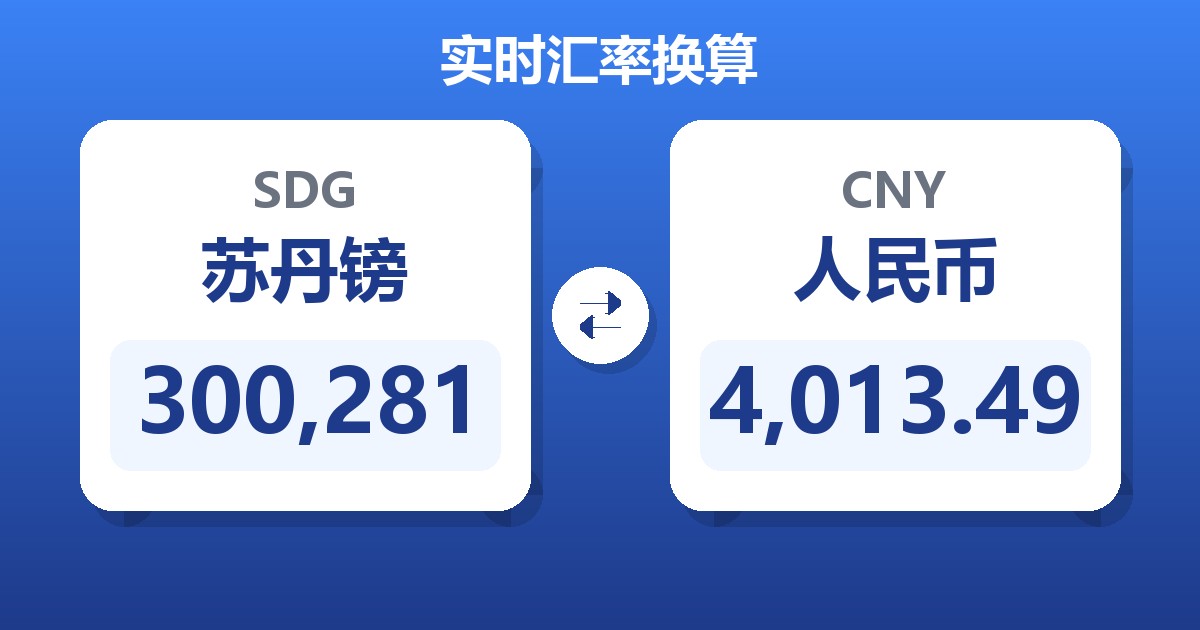 300,281苏丹镑兑人民币