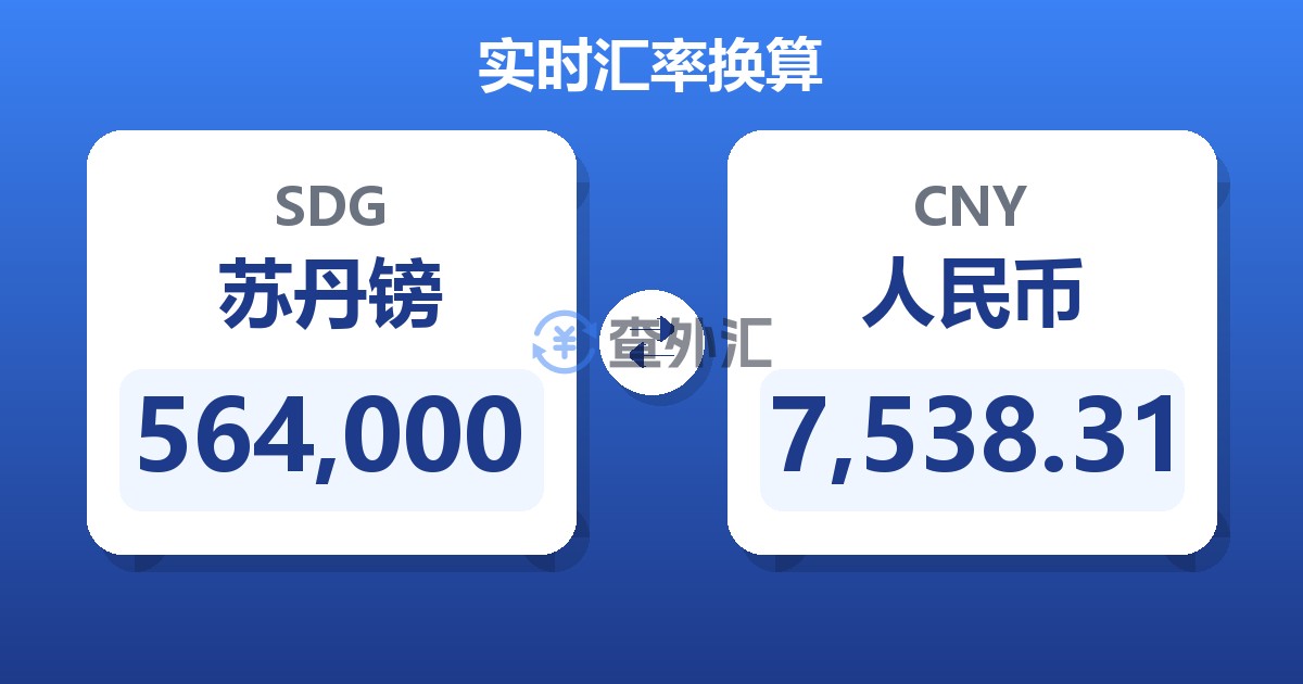 564,000苏丹镑兑人民币