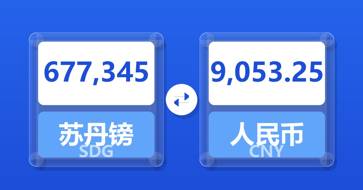 677,345苏丹镑兑人民币