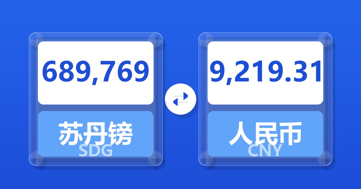689,769苏丹镑兑人民币