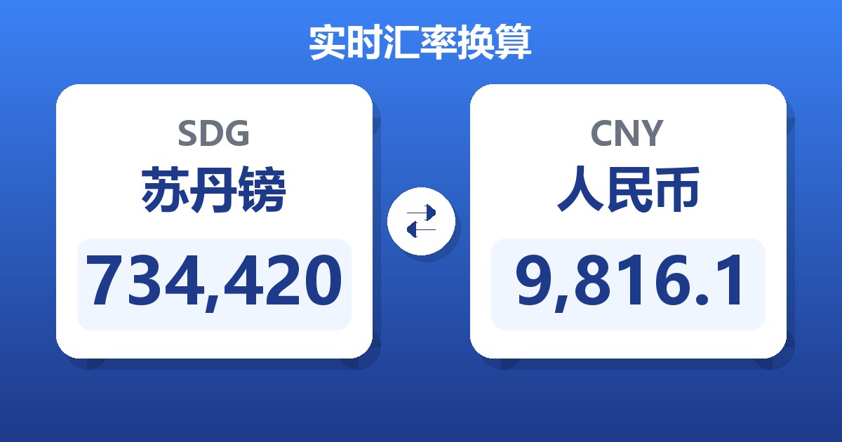 734,420苏丹镑兑人民币