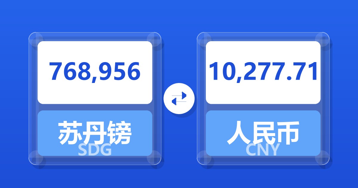 768,956苏丹镑兑人民币