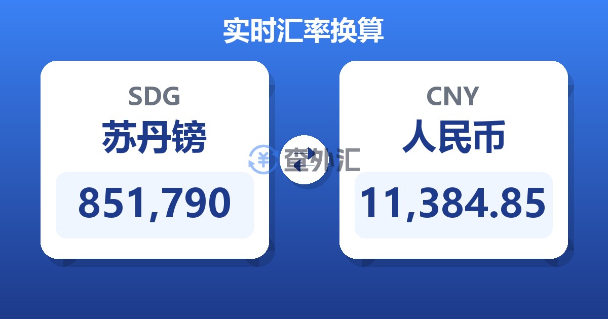 851,790苏丹镑兑人民币