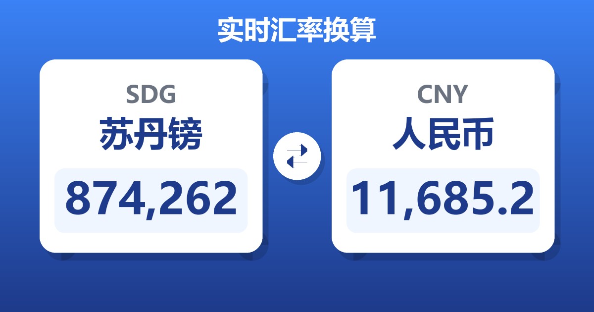 874,262苏丹镑兑人民币