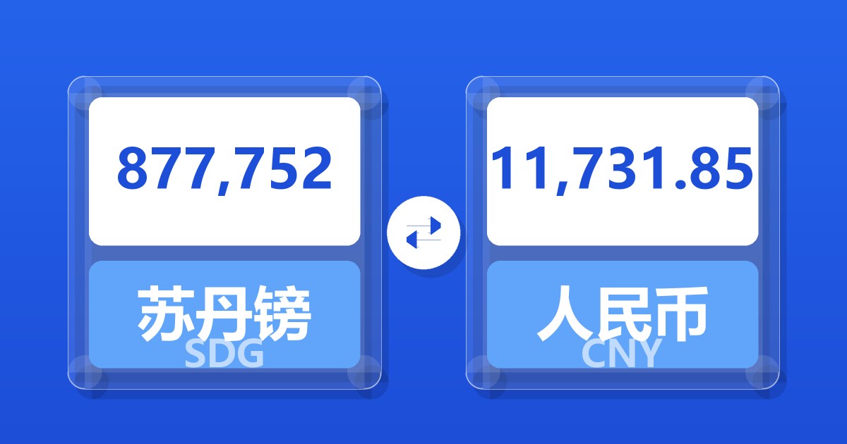 877,752苏丹镑兑人民币