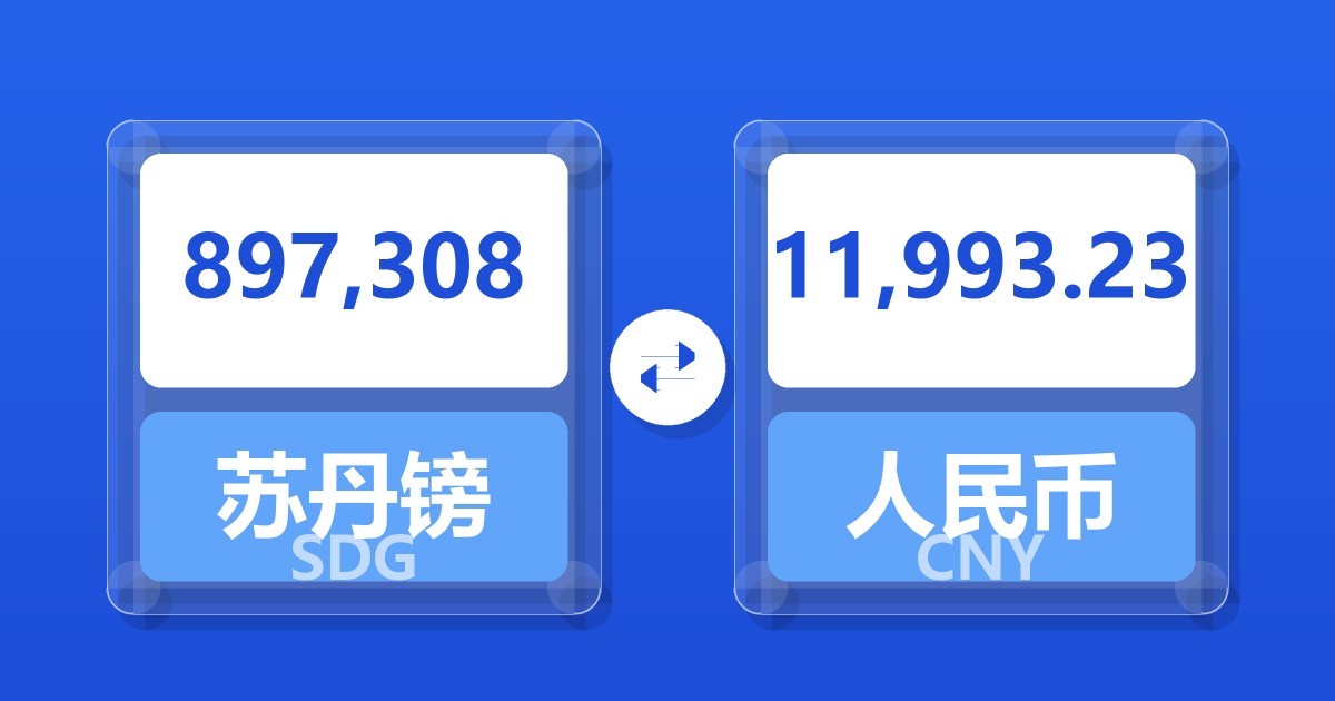 897,308苏丹镑兑人民币