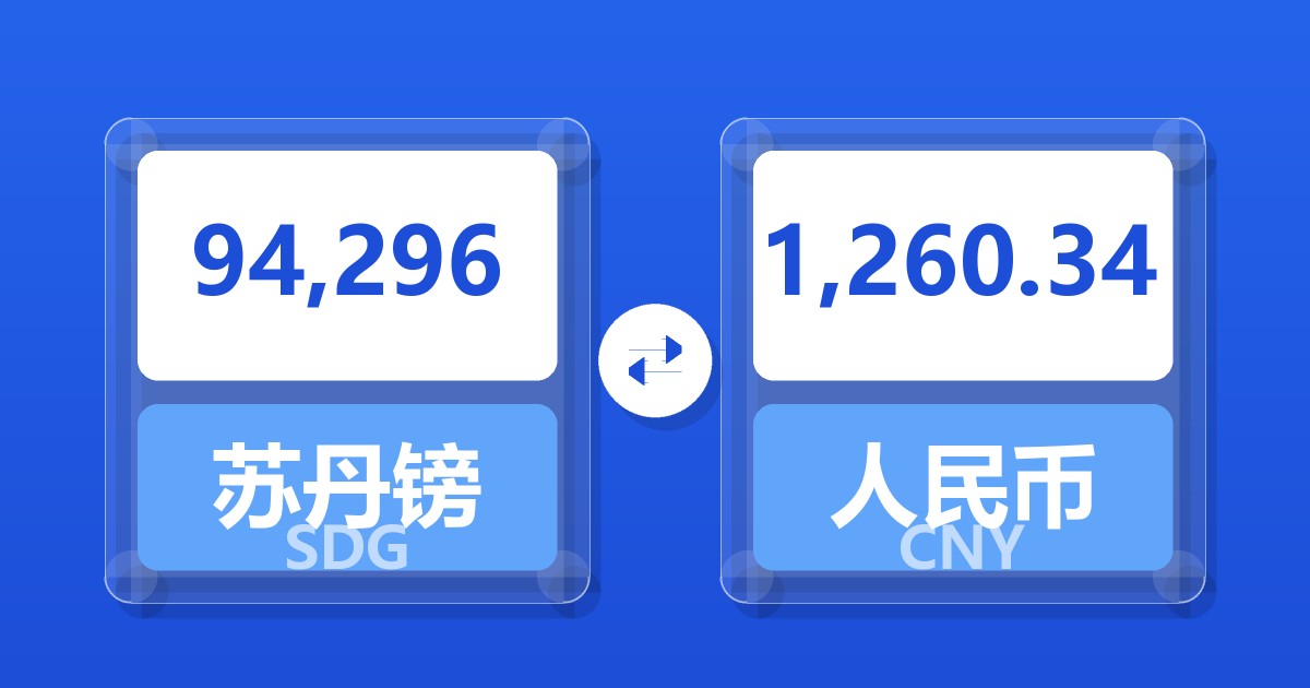 94,296苏丹镑兑人民币