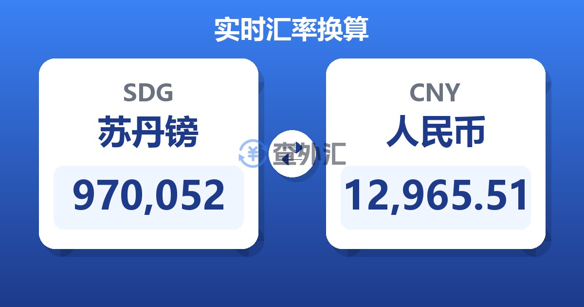 970,052苏丹镑兑人民币