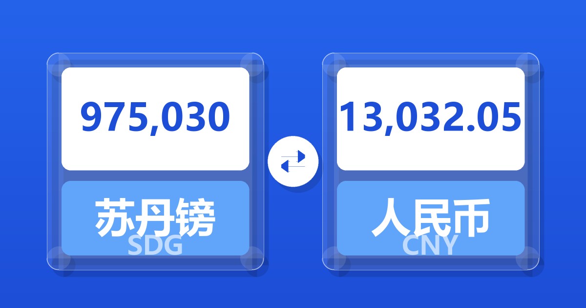 975,030苏丹镑兑人民币