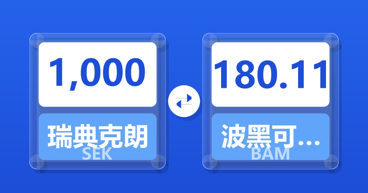 1,000瑞典克朗兑波黑可兑换马克