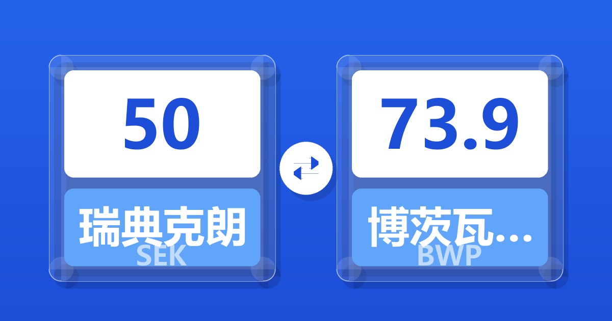 50瑞典克朗兑博茨瓦纳普拉