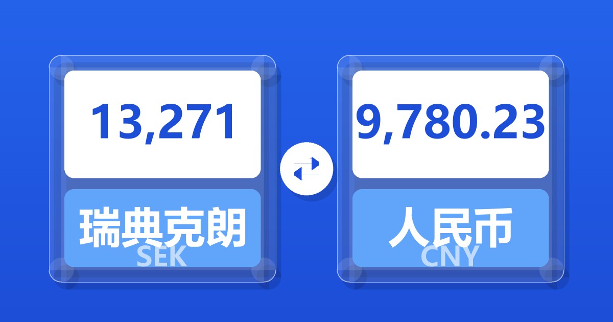 13,271瑞典克朗兑人民币
