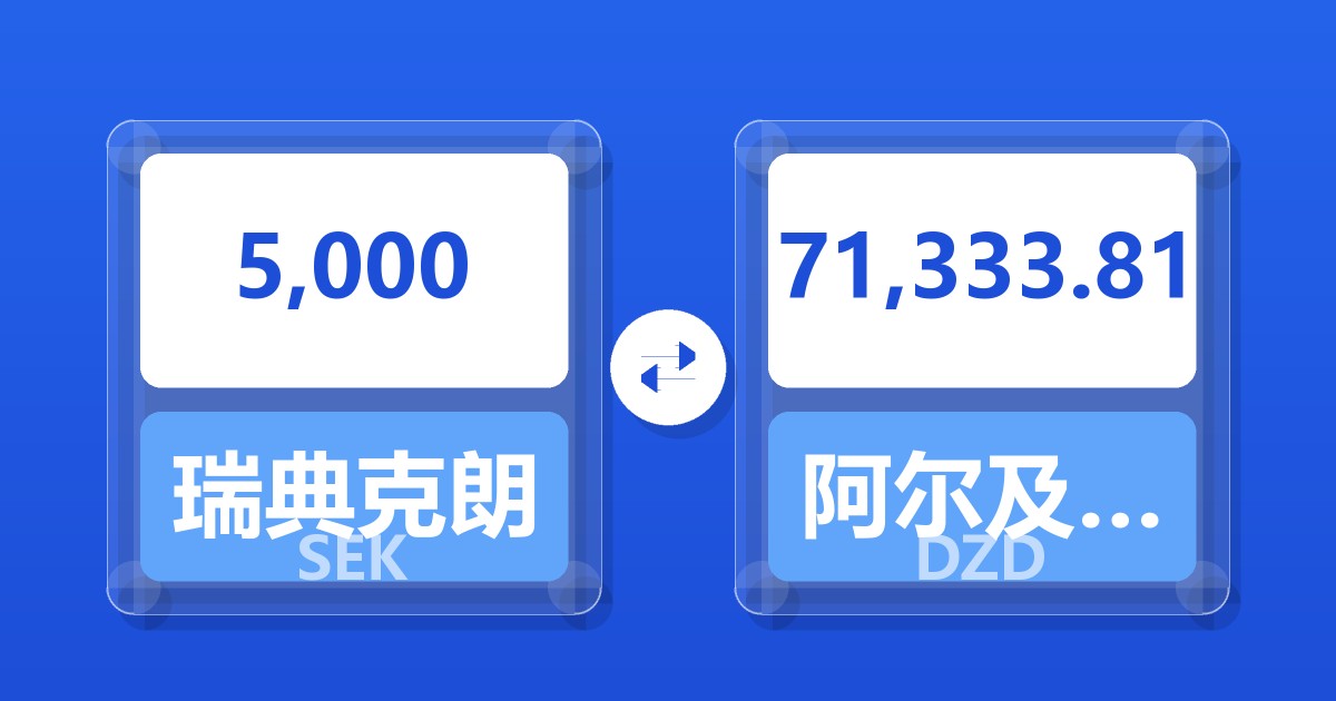 5,000瑞典克朗兑阿尔及利亚第纳尔