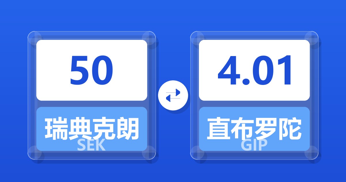 50瑞典克朗兑直布罗陀镑