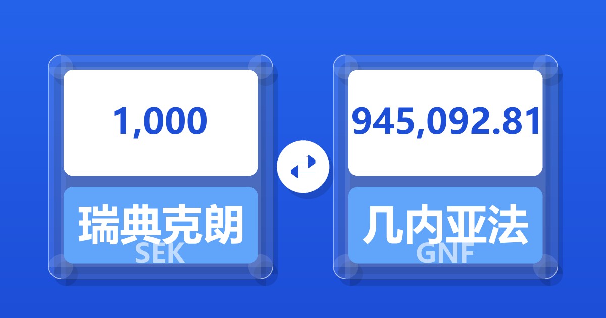 1,000瑞典克朗兑几内亚法郎