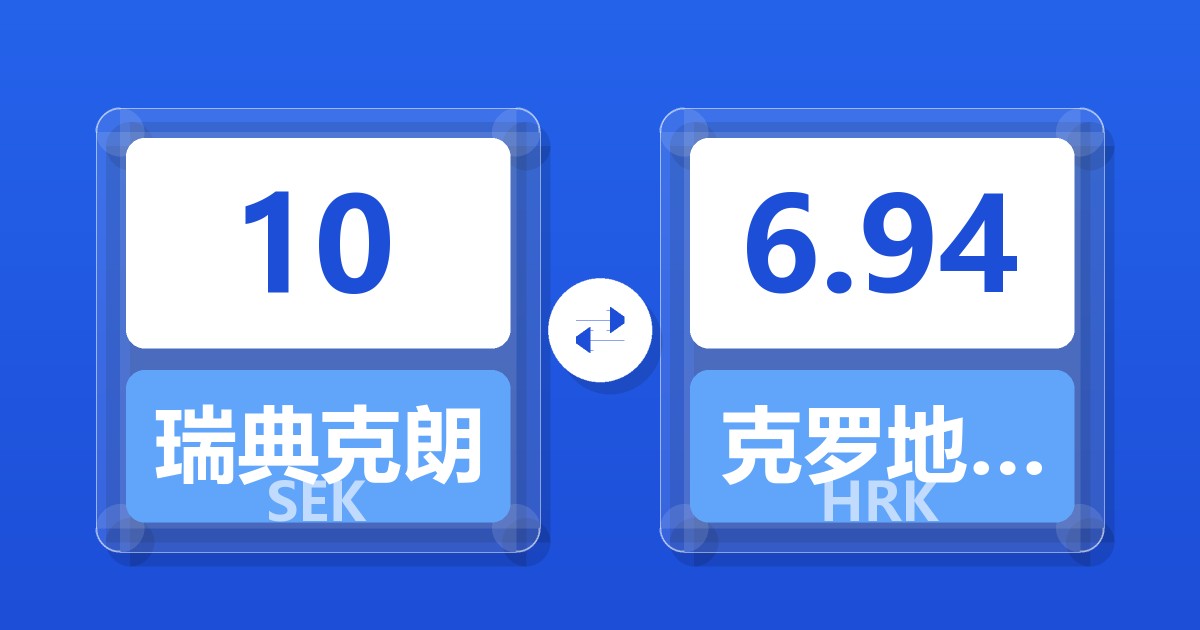 10瑞典克朗兑克罗地亚库纳