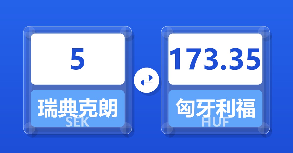 5瑞典克朗兑匈牙利福林