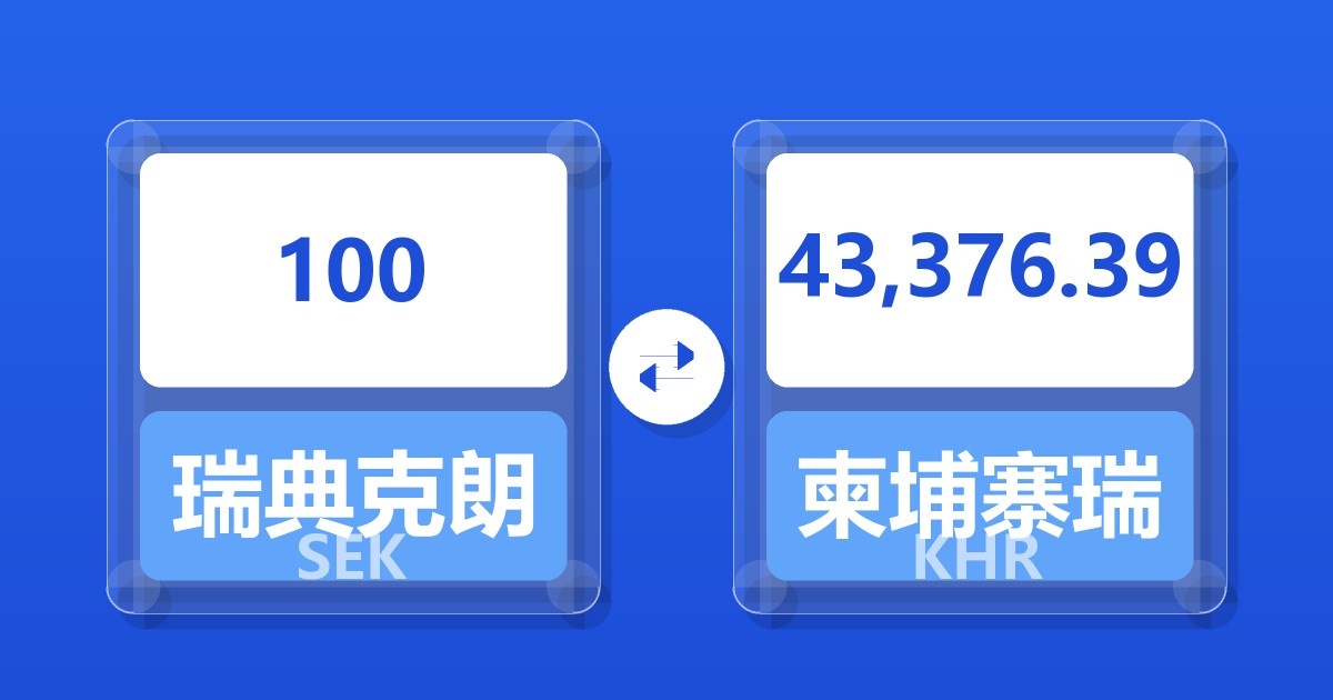 100瑞典克朗兑柬埔寨瑞尔