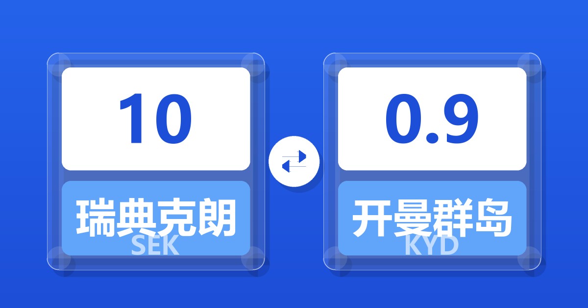 10瑞典克朗兑开曼群岛元