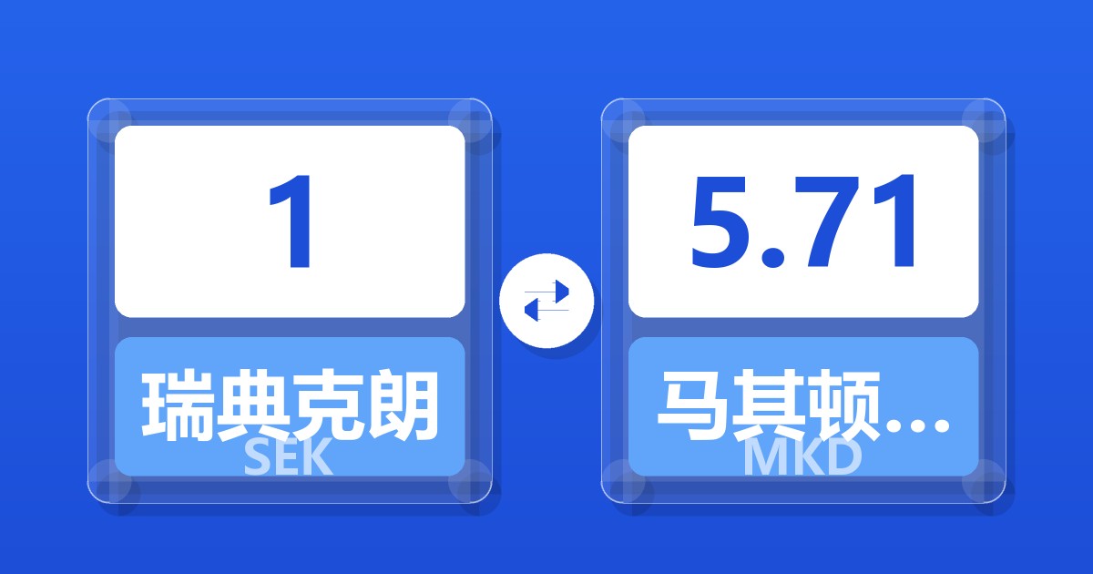 1瑞典克朗兑马其顿第纳尔