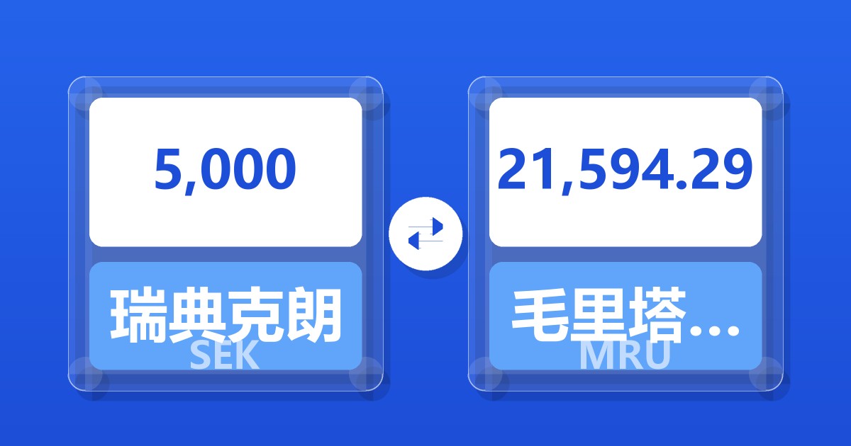 5,000瑞典克朗兑毛里塔尼亚乌吉亚