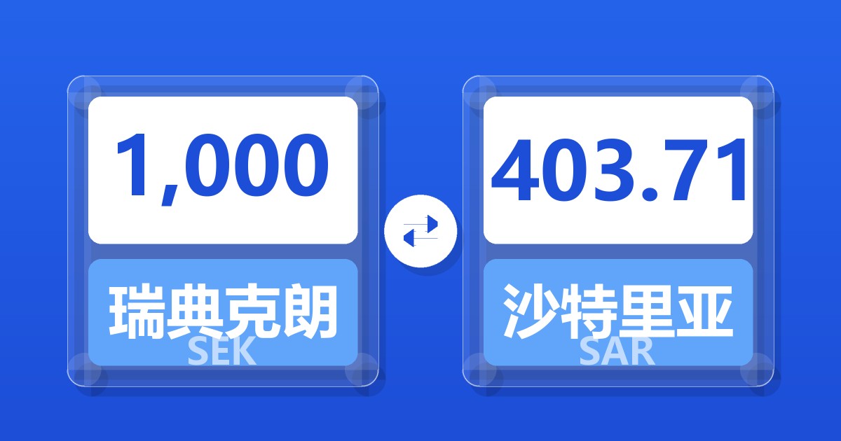 1,000瑞典克朗兑沙特里亚尔