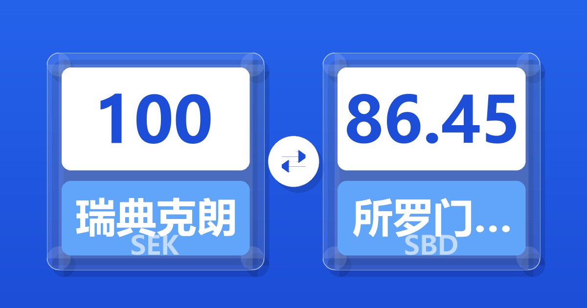 100瑞典克朗兑所罗门群岛元
