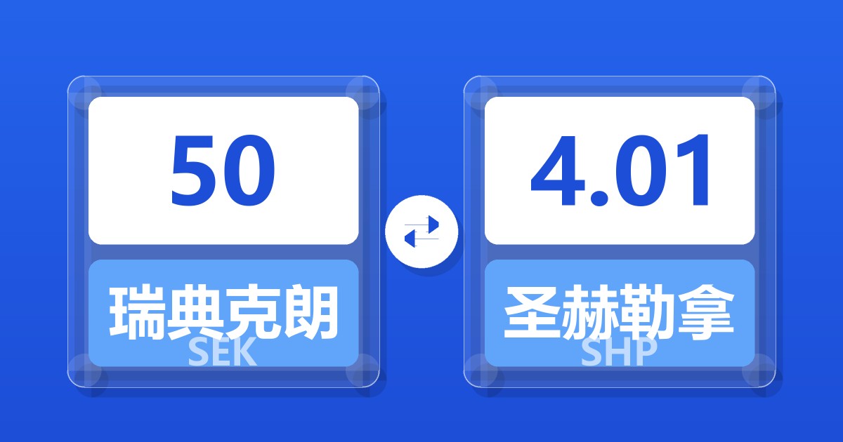 50瑞典克朗兑圣赫勒拿镑