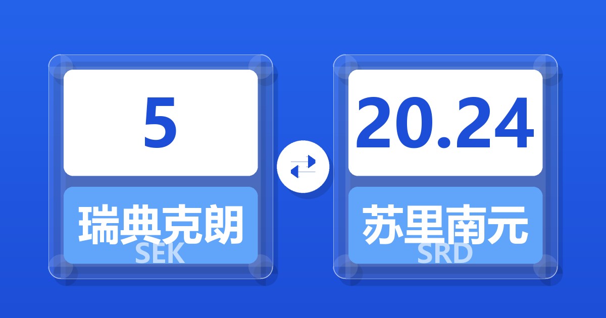 5瑞典克朗兑苏里南元