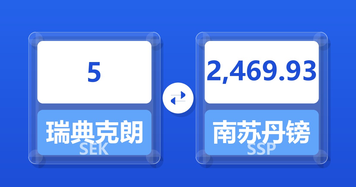 5瑞典克朗兑南苏丹镑