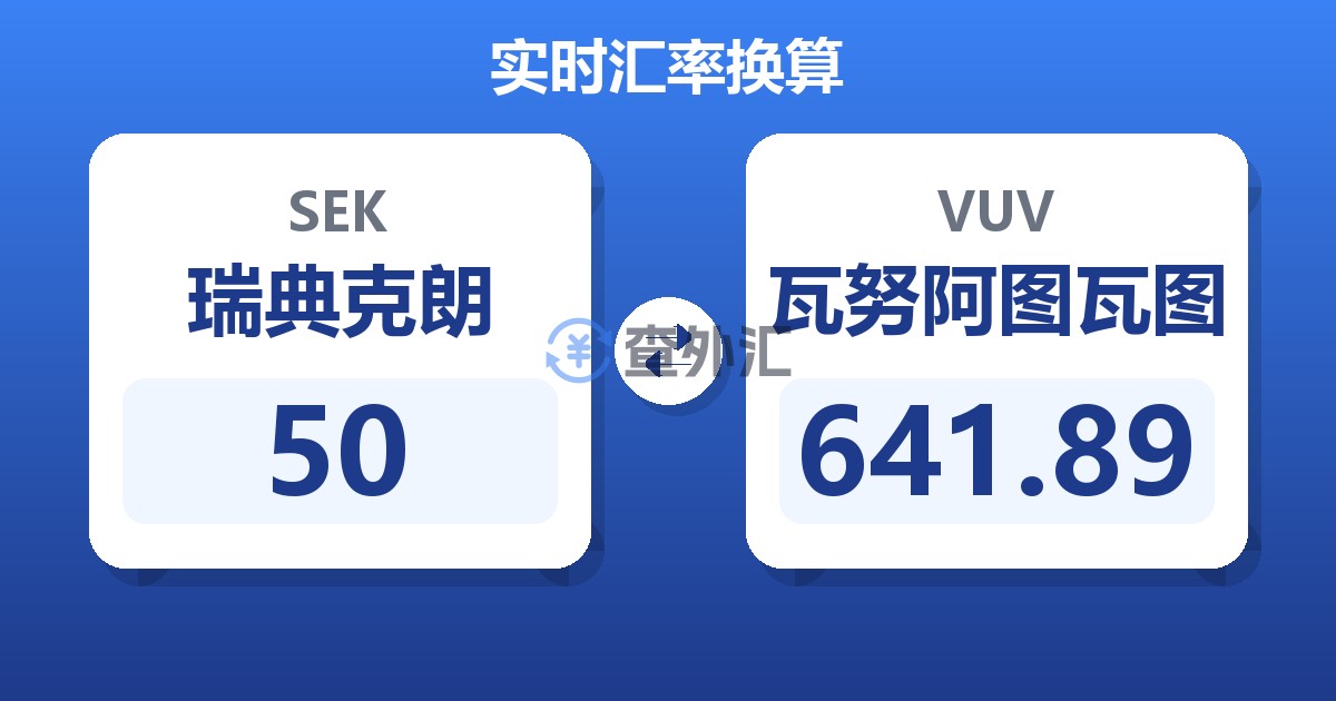 50瑞典克朗兑瓦努阿图瓦图