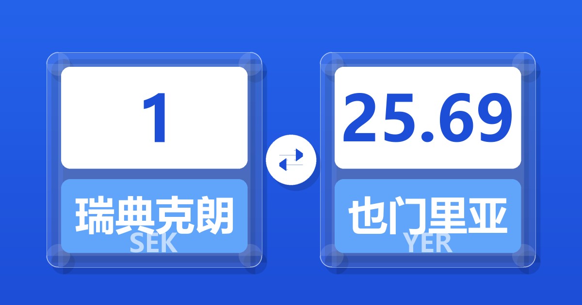 1瑞典克朗兑也门里亚尔