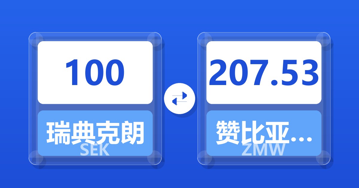 100瑞典克朗兑赞比亚克瓦查