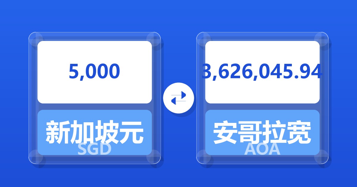 5,000新加坡元兑安哥拉宽扎