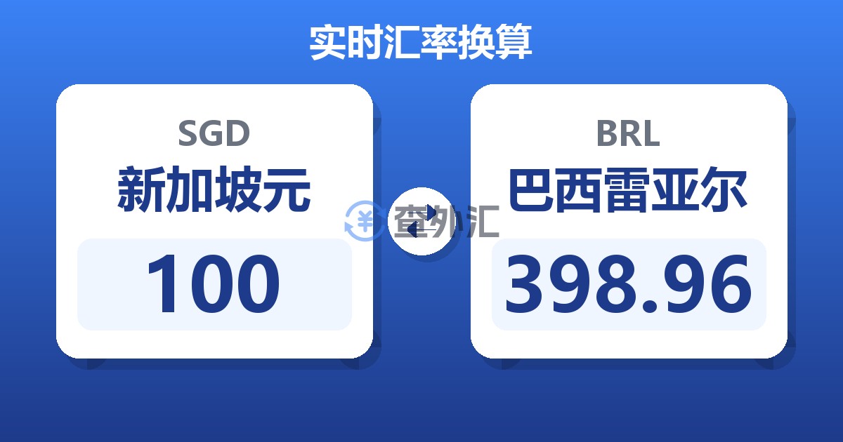 100新加坡元兑巴西雷亚尔