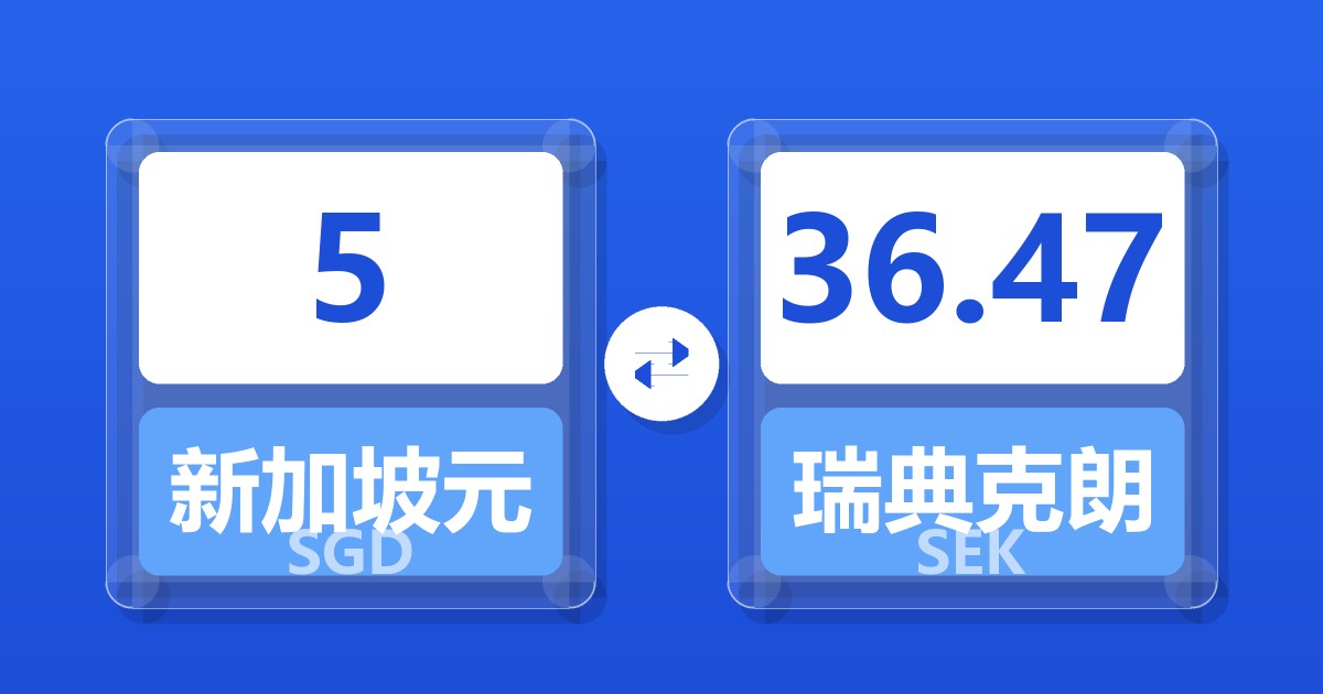 5新加坡元兑瑞典克朗