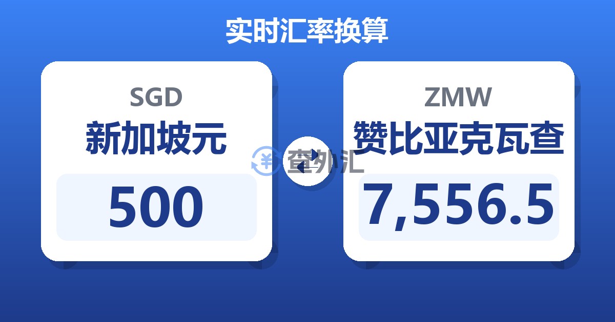 500新加坡元兑赞比亚克瓦查