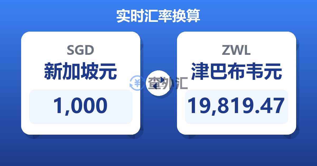 1,000新加坡元兑津巴布韦元