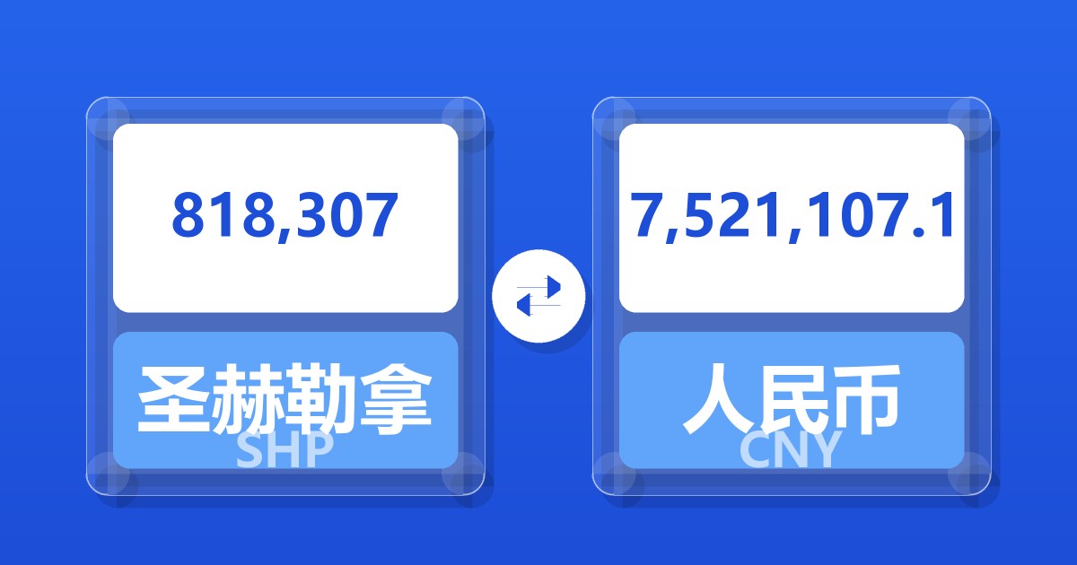 818,307圣赫勒拿镑兑人民币