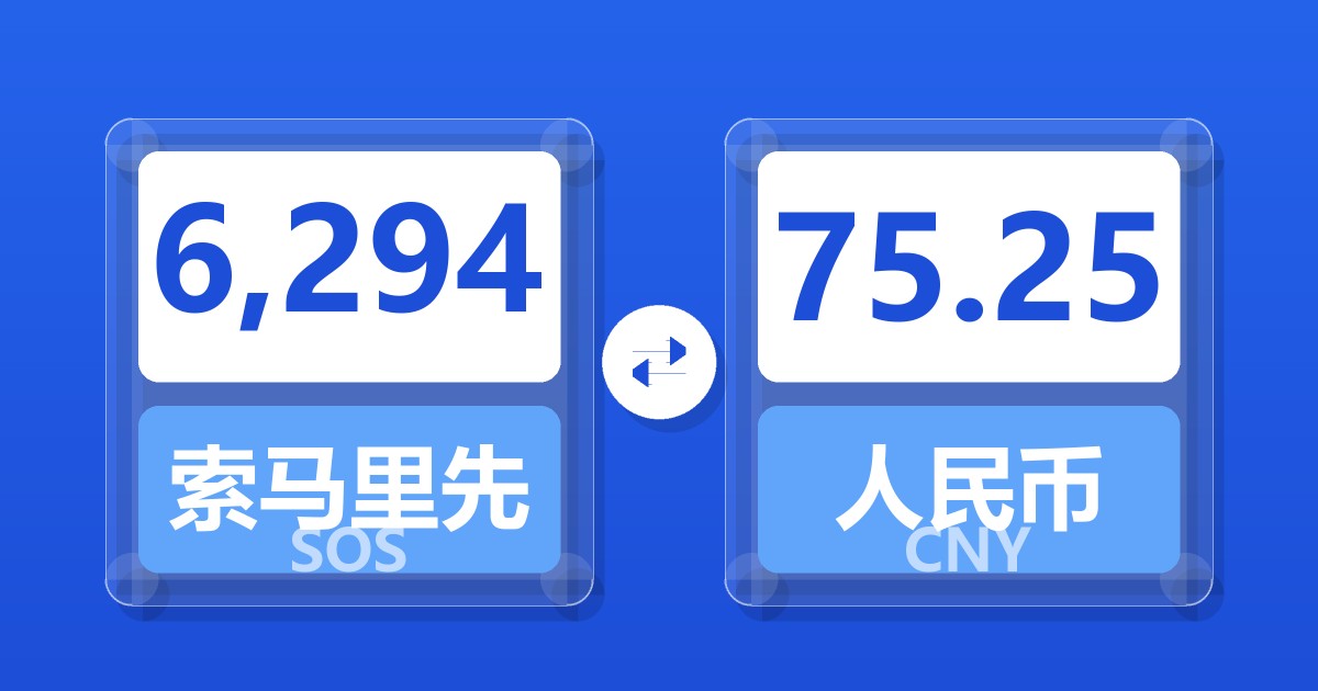 6,294索马里先令兑人民币