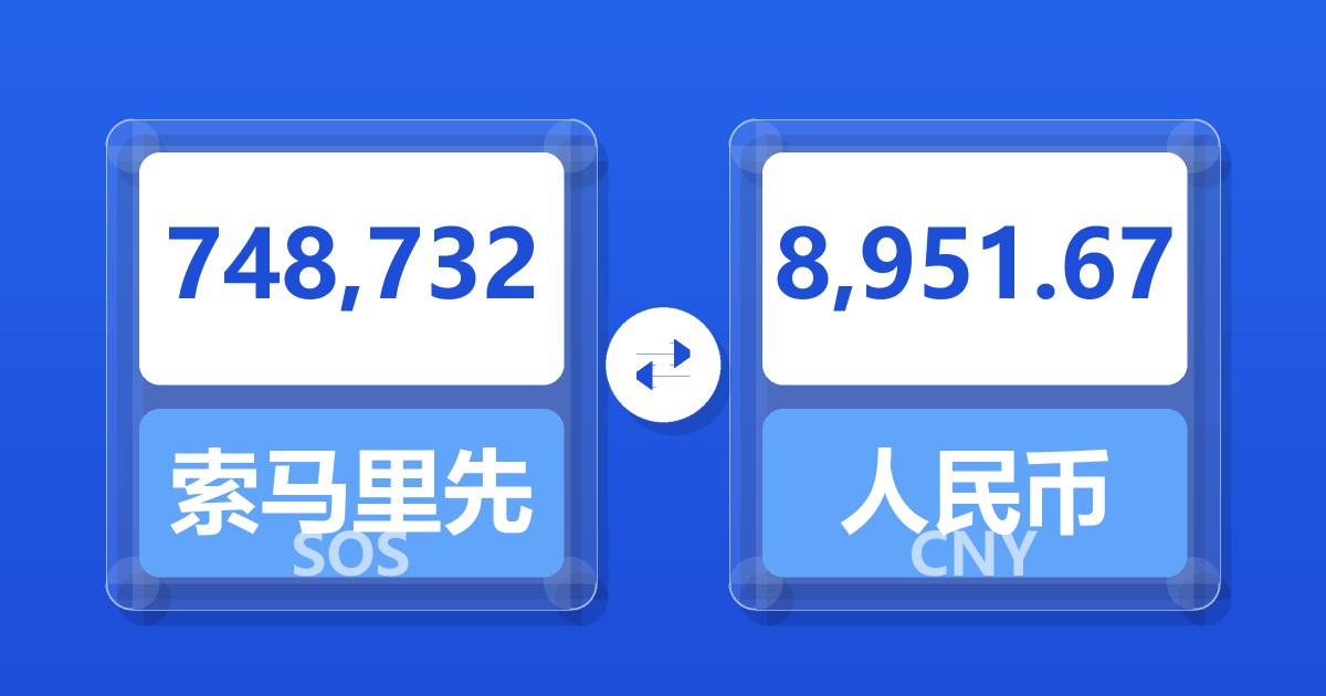 748,732索马里先令兑人民币