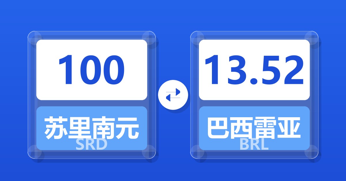 100苏里南元兑巴西雷亚尔