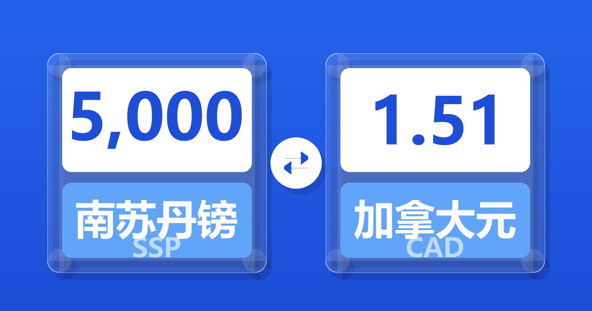 5,000南苏丹镑兑加拿大元
