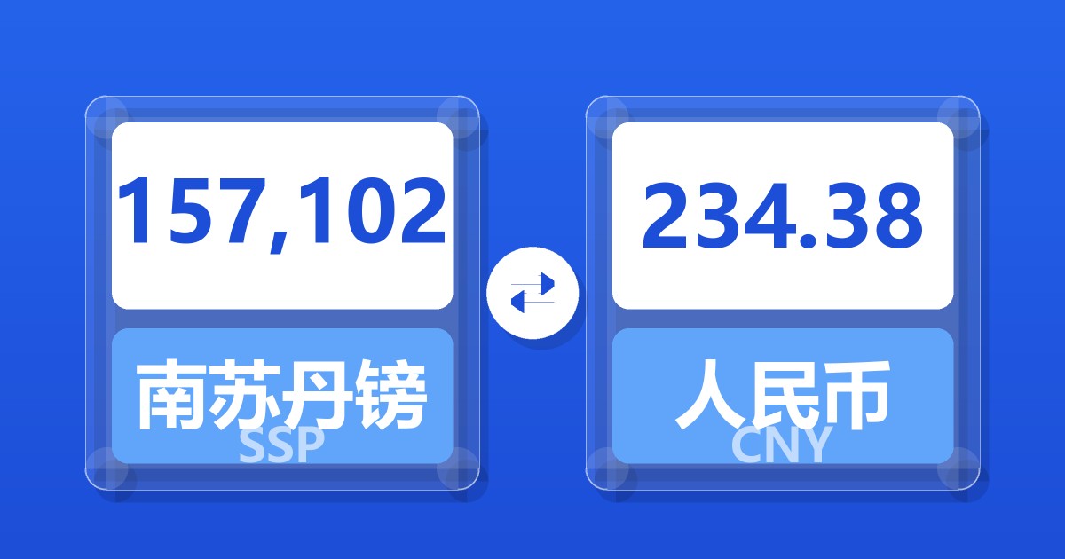 157,102南苏丹镑兑人民币
