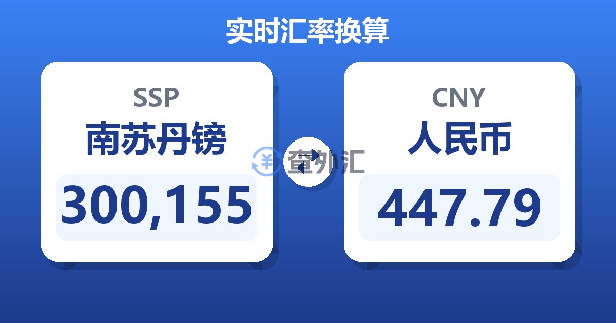 300,155南苏丹镑兑人民币