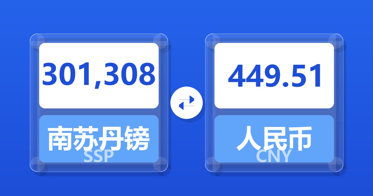 301,308南苏丹镑兑人民币