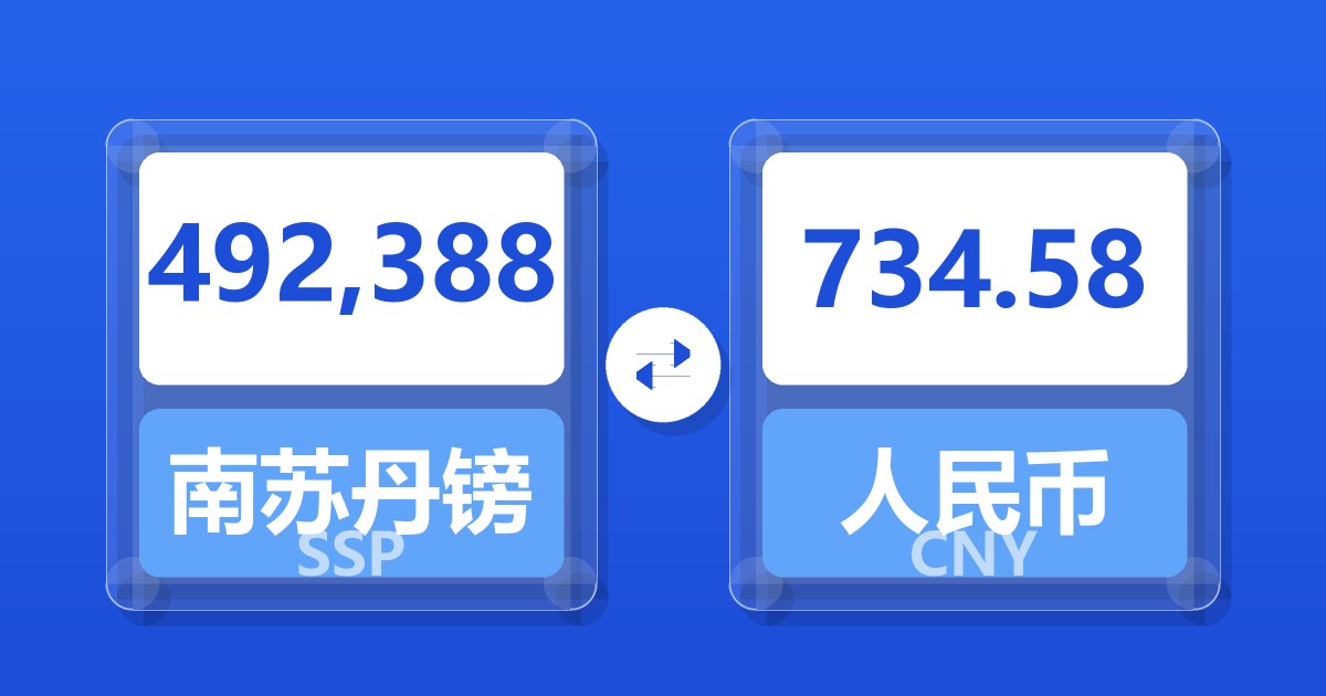 492,388南苏丹镑兑人民币