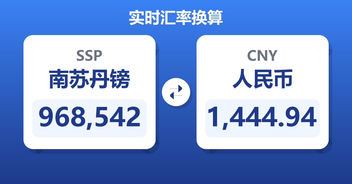 968,542南苏丹镑兑人民币