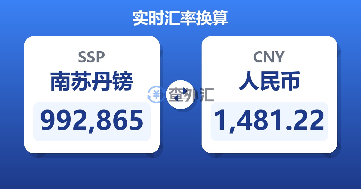 992,865南苏丹镑兑人民币