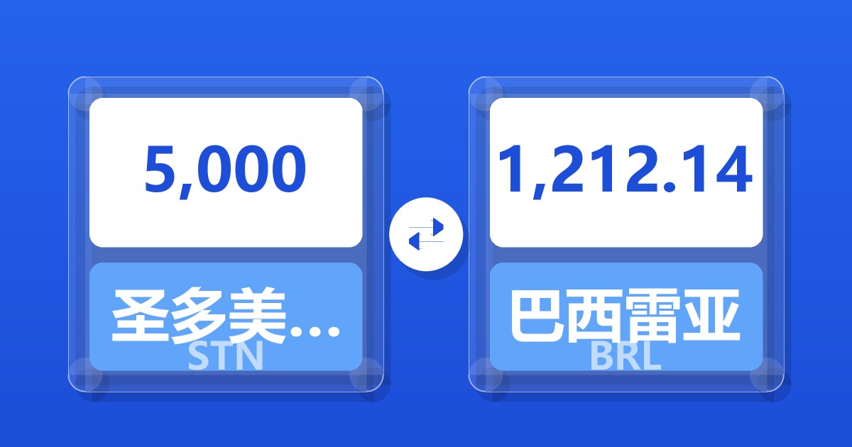 5,000圣多美和普林西比多布拉兑巴西雷亚尔